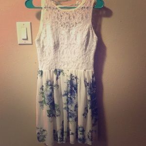 Blue and white floral print dress (worn once)